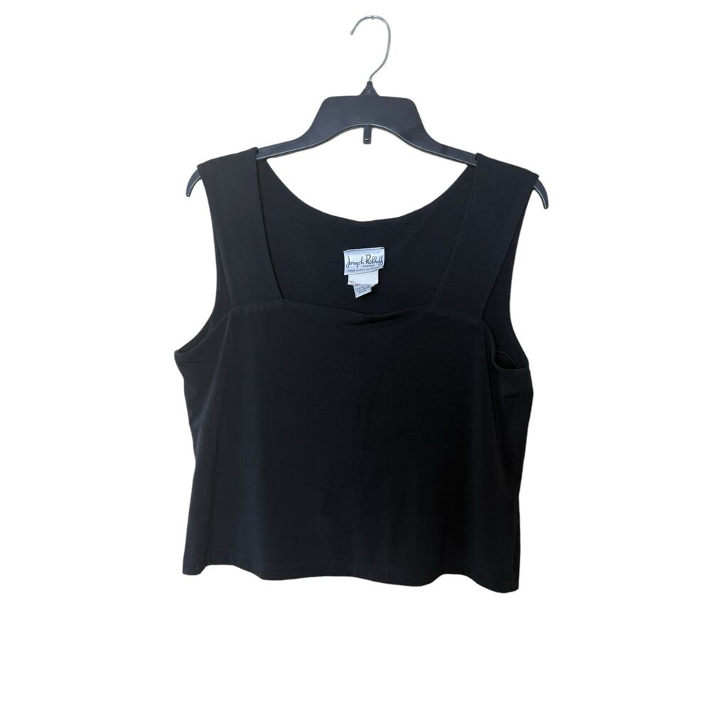 Vintage Joseph Ribkoff Crop Tank Top Square Neck Black Size 14